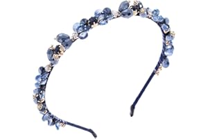 IYOU Ancien Cristal Bandeau Bleu Brillant Strass Chouchous Faire la Fête Bal de Promo Couvre-chef Accessoires pour Cheveux pour Femmes