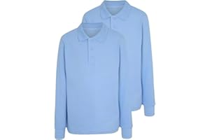 LUXE DIVA Girls School Polo Shirt - Long Sleeve Cotton PE Top | Uniform T-Shirt for Ages 3-16 Years | Breathable Summer & Winter Wear (White, Sky Blue)
