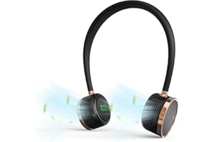 Minthouz Tragbarer Halsventilator, 3 Geschwindigkeiten Blattloser Persönlicher USB Ventilator, 2000mAh Wiederaufladbarer Nackenventilator für Outdoor, Reisen, Zuhause, Büro – Schwarz