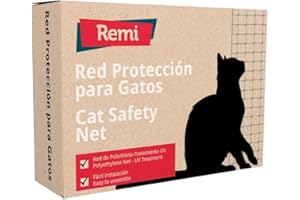 Remi Hogar Red Protección para Gatos Premium 6 x 3 Color Blanco | Protección para Balcón y Terraza | Incluye Clips y Adhesivo | Fácil instalación y Alta Resistencia