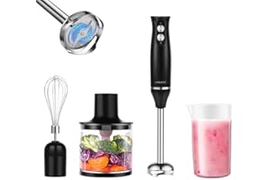 SOKANY Mixeur Plongeant 500W [ Robot Multifonction 4en1 ] 2 Vitesse Réglable, avec Fouet, Hachoir de 500ml et Verre Doseur 700 ml, Robot de Cuisine Sans BPA, Lames en Acier Inoxydable