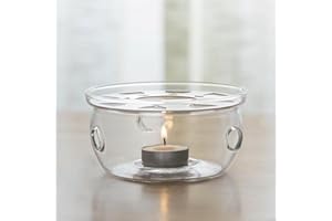 TAMUME Transparent 12.7 * 12.7 * 7.5cm Tetera Más Cálido Calentador Té Adecuado con Regalos Candelita para 200-600ML Tetera de Cristal Teapot Warmer (Cristal)