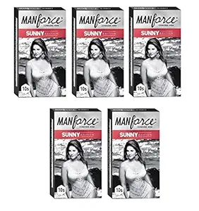 Rudra Manforce Ribbed & Dotted Sunny Edition Condoms - Pack of 5 (10 Pieces in 1 Pack).