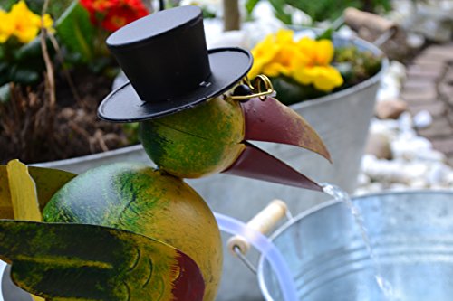 Wasserspeier – lustiger stabiler Wasserspeier mit Pumpe für den Teich, Höhe 23 cm – robuste Ausführung, Metall - 2