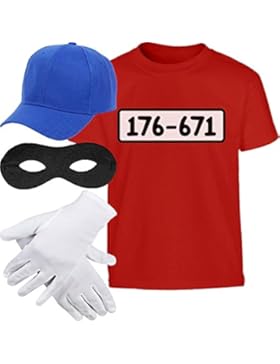 KIDS Panzerknacker KOSTÜM + MÜTZE + MASKE + HANDSCHUHE Kinder T-Shirt - Gr. 140-182