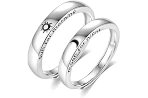 OPIURVY Coppia Anello Argento Sterling Coppia di Anello per Donna Uomo Fedine Fidanzamento Coppia Anelli Fede Nuziale Anello Set Fedine Sposa Confezione Regalo Anello Regolabile