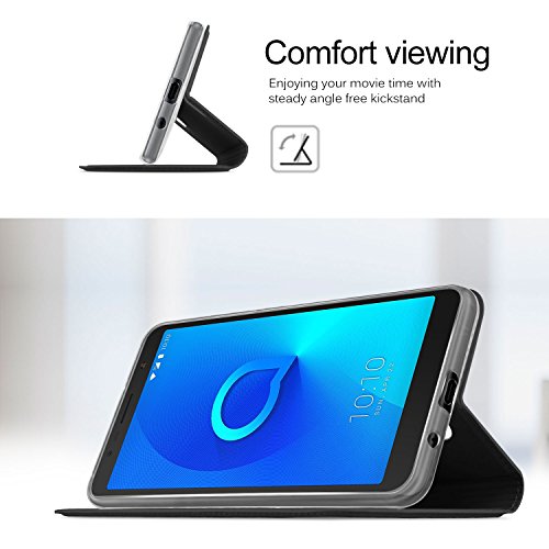Alcatel 3C Cover, iBetter Alcatel 3C protettiva custodia, Funzione Stand, chiusa magnetica protettiva cover per Alcatel 3C smartphone.Flip Series - Nero