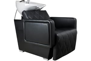 POSTQUAM Italian Design - Lavacabezas de Peluquería Profesional Cubo Negro - Diseño Elegante y Funcional - Asiento Ergonómico y Acolchado, Cuba Basculante de Cerámica y Estructura Robusta - Color Negro
