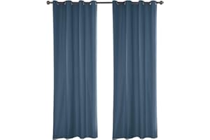 ele ELEOPTION Rideaux Imperméable d'extérieur, Rideau Résistant à la Décoloration Rideau Occultants avec Oeillet pour Porche Avant, Pergola, Cabanon, Gazebo (137 x 275cm, Bleu Foncé)