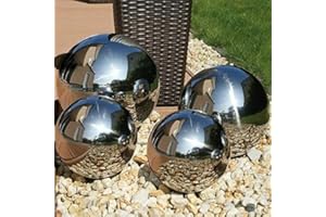 PaMeer-Garden Stainless Steel Gazing Balls Globes Floating Pond Balls (Set of 4)