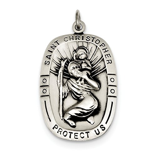 ICE CARATS 925 Sterling Silver Saint Christopher Medal Pendant Charm Necklace Religious Patron St Fine Jewelry Gift Set For Women Heart