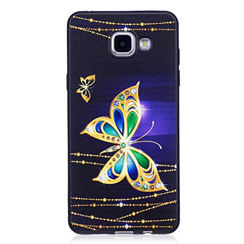 Samsung Galaxy A5 2016 / SM-A510 Hülle, Chreey [Prägemuster] Full Body Cover Bumper Case Weich TPU Silikon Handyhülle Matt Kratzfeste Anti-Rutsch Schutzhülle Backcover [Diamant Schmetterling]
