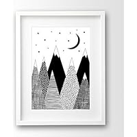 Kinderposter ungerahmt, skandinavisch, Berge schwarz weiß