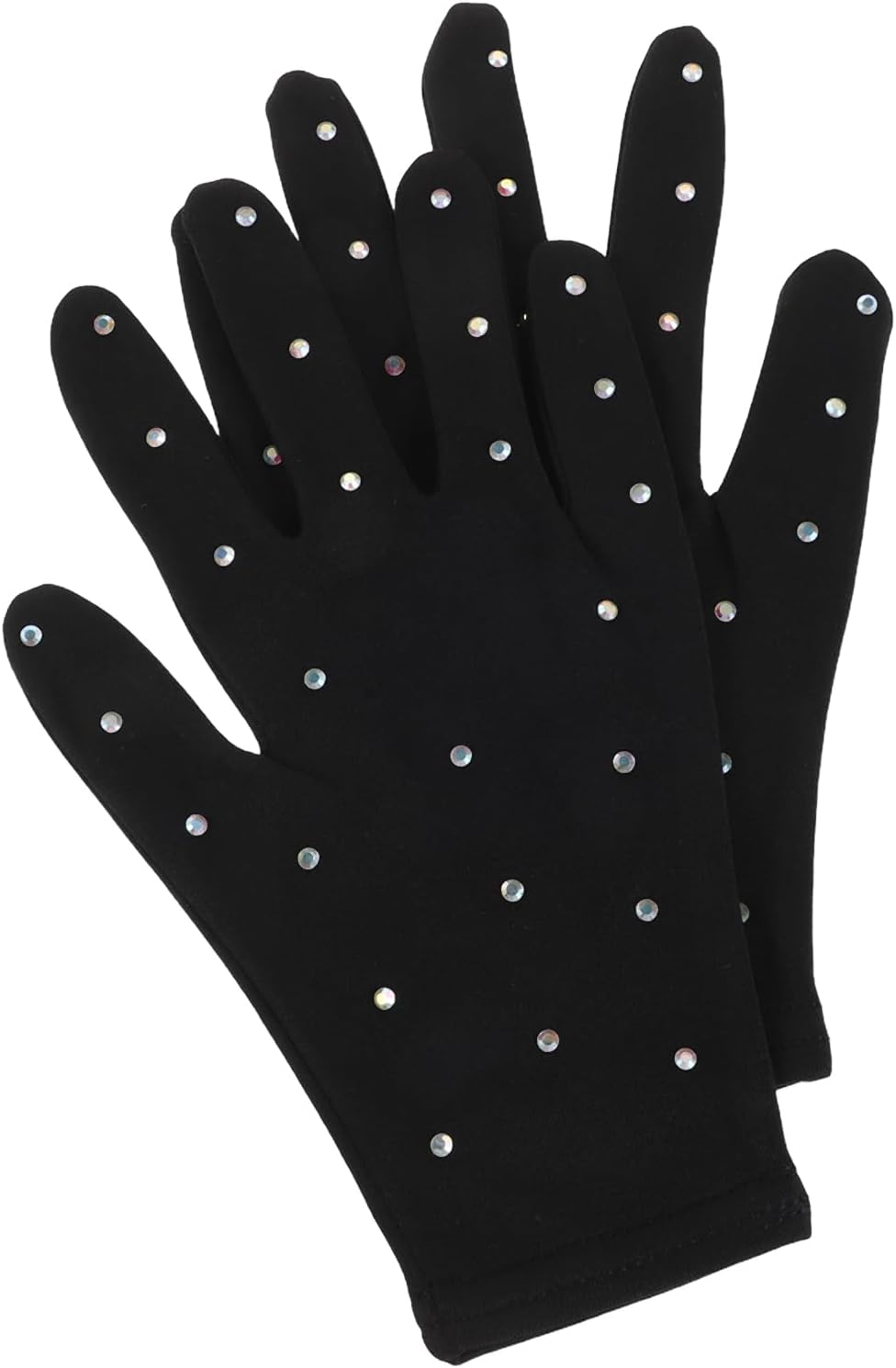 BUGUUYO Guantes para Patinaje Artístico sobre Hielo para Mujer, Talla L, Color Negro Opaco, con Decoración de Gemas de Imitación, Antideslizantes y Térmicos, Accesorios para Patinaje