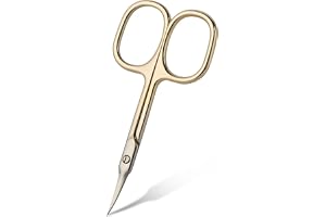 URAQT Nagelsax, professionell rostfritt stål böjd nagelband skarp död hud sax spetsig för trimning ögonbryn, näshår, manikyr, finger- och tåvård, tvåfärgat