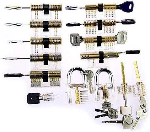 DBH Transparent Lock Combination Set,Transparent Lock Picking Practice Set Transparent Training Lock for Beginner (14pcs Locks)