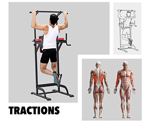 Pull Up Fitness - Barre de Traction avec Chaise Romaine, Noir/Rouge Pull Up Fitness - Barre de Traction avec Chaise Romaine, Noir/Rouge