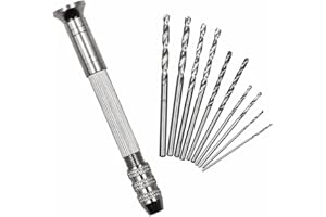 N-K Di alta Qualità Mini Micro Alluminio Trapano A Mano con Mandrino Keyless+10 Pz Twist Drill Bit Lavorazione Del Legno Foratura Strumenti Rotativi 279519 Design Pratico e Durevole