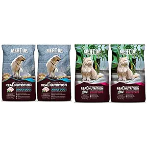 Meat Up Adult Dog Food, 10 kg (Buy 1 Get 1 Free) & Adult Cat Food, 7 kg (Buy 1 Get 1 Free )