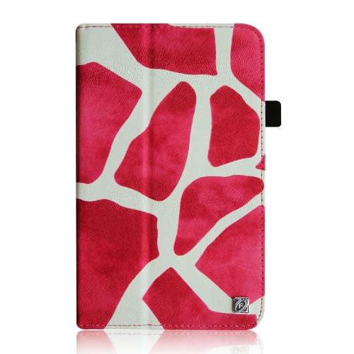 [Eckenschutz] Fintie Samsung Galaxy Tab 3 7.0 Lite T110 T111 T113 T116 Hülle Case – Slim Fit Folio Bookstyle Kunstleder Schutzhülle Cover Tasche mit Ständerfunktion für Tab 3 Lite 7.0 Zoll Tablet, Giraffe Pink - 4