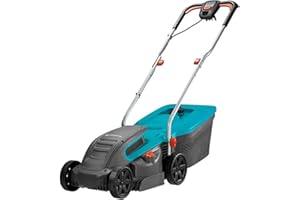 Cortacésped eléctrico PowerMax 1200/32 de GARDENA: segadora hasta 300 m², ancho de corte 32 cm, volumen 30 l, altura de corte 20-60 mm, manillar plegable, empuñadura ergonómica (5032-20)