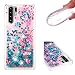 Produktbild Everainy Kompatibel für Huawei P30 Pro Hülle Silikon 3D Flüssig Glitzer Durchsichtig Stoßstange Gummi Cover Huawei P30 Pro Liquid Stoßfest Hüllen Handyhülle Schutzhülle (Pinke Blume)
