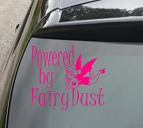 Devon Decals - Pegatina (vinilo, 150 mm), diseño con texto "Powered by Fairy Dust", color rosa