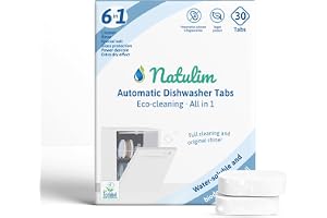 Natulim 6-i-1 diskmaskinstabletter, ekologiska, vattenlösliga diskmaskinstabletter, 30 stycken tabletter, djuprengöring med sköljning och disksaltfunktion (1-pack)