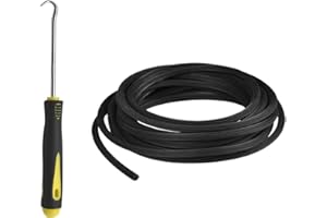 BAYTORY Window Screen Spline, 0.16" x 100' Replacement Round Black Window Screen Retainer Spline and Spline Removal Hook, Window Screen Repair for Installing Door Mesh Screens (0.16 in x 100 ft)