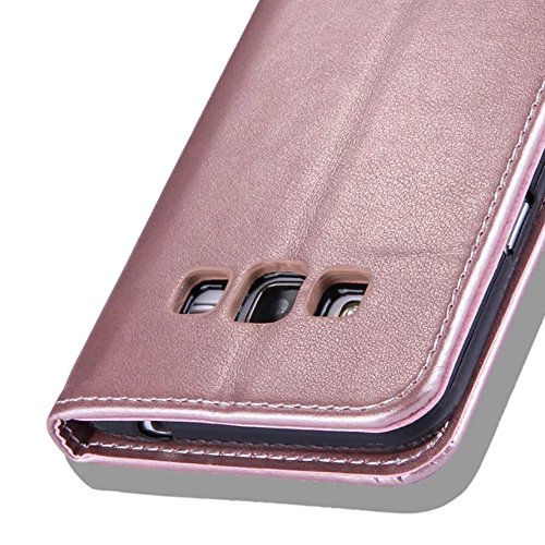 SKYXD für Samsung Galaxy J3 2016 Hülle Leder Rosen Blumen und Schmetterlings Muster,PU Folio Klappbar SchutzHülle [Brieftasche Kartenfach / Magnet / Standfunktion / Trageschlaufe] KlappHülle für mit [Katze Handyanhänger + Eingabestift] 3 in 1 Zubehör Set Handy Tasche Etui für Samsung Galaxy J3 2016 J320F J3 Duos Bookstyle Flip Case Leather Cover With [Stylus and Dust Plug]- Roségold - 7