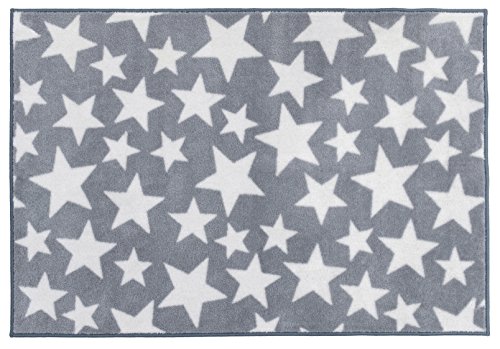 Kit for Kids Nursery Rug, Grey with White Stars