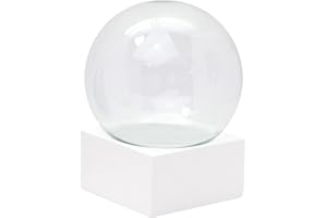 SNOWGLOBE FOR YOU - DO IT YOURSELF 120 mm Do-it-Yourself Snow Globe Craft Set | Glass Ball with Base White Square Straight Pure-Line | W: 120 mm H: 140 mm | 40099