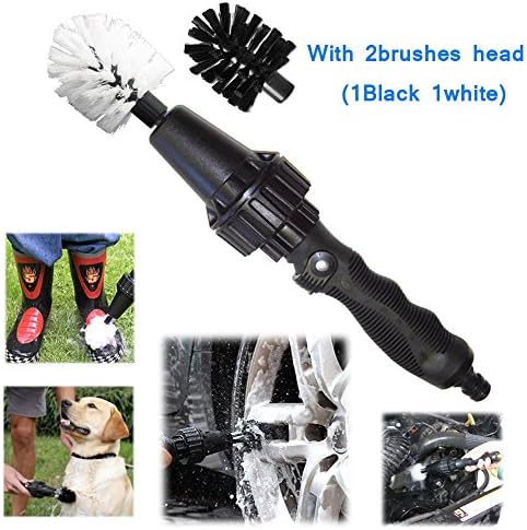 Dugoo Wheel Brushes For Cars, Flexible Cordless Easy Reach Wheel And RIM Smooth Cleaning Multipurpose Use For Exhaust Tips,Motorcycles,Bicycles, With Two Brushes Head (1 Black 1 White)