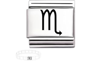 Andska Zodiac Charm for Italian Bracelet 9mm Steel Horoscope Star Sign Link Fits Italian bracelets Aries Taurus Gemini Cancer Leo Virgo Libra Scorpio Sagittarius Capricorn Aquarius Pisces