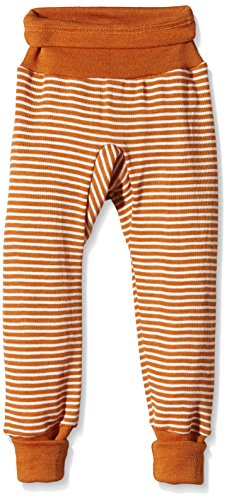 Cosilana - Baby Waist Trousers Long2-3 years (Height 39-41) (98/104), striped Saffron-Orange-Natural, 70% Organic Merino Wool, 30% Silk
