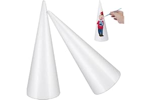 Happyyami 30cm/2pcs Coni di Schiuma per Fai da Te Arti e Mestieri Coni di Schiuma di polistirene Bianchi Materiali per lartigianato dellalbero di Natale