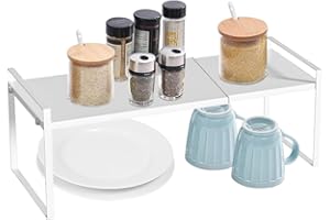 CAREDGO Estante de Cocina Extensible Estantería para Armario de Cocina de Metal Estante de Almacenamiento de Cocina Extensible de 33 a 62 cm Organizador de Cocina para Encimera Fregadero