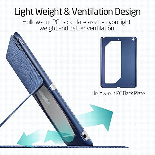 iPad Mini Hülle, ESR® Auto aufwachen / Schlaf Funktion und Einstellbarem Blickwinkel Funktion Schutzhülle für iPad Mini 3/2/1 (Himmelblau) - 4