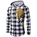 Produktbild Langarm Kapuzenjacke Herren, DoraMe Männer Herbst Winter Plaid Kapuzen Shirt Wildleder Tasche Pullover Lässige Bluse (Schwarz, L)