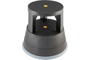 Swift Supastep Black Kick Step Stool with Retractable Castors Heavy Duty PP Great For Work Office Warehouse Retail Home 150kg Load Capacity