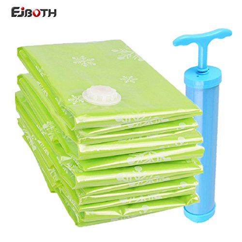 EJBOTH 10pcs Vakuum Platzsparer, Vakuumbeutel kompression Taschen platzsparend Vacuum Storage Bags [1 Manuelle Pumpe] Space Saving Resuable Sealed Plastiktaschen Aufbewahrung oder Verpackung für Kleider Bettwäsche Kissen Quilts Plüschtiere