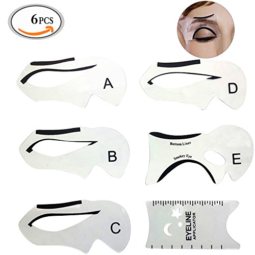 EyeLiner Stencils,Travelmall Makeup Beauty Cat Eyeliner Smoky Eyes Eyebrows Template Card Makeup Tool (6pcs)