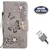 Price comparison product image Aireratze iPhone XS case,iPhone XS flip case, Premium Quality PU Leather Flip Case Gliiter 3D Butterfly Ultra Slim Skin [Magnetic Closure] Shockproof Wallet Case for iPhone XS(Gray)+USB cable