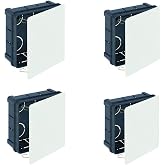 RASMACOR | Pack 4 units Recessed register box 100x100x45 | Lid with metal claws | Electric recessed box 100x100 | Solera 562