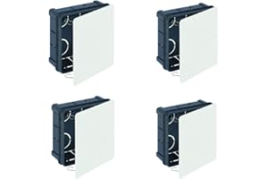 RASMACOR Abzweigkasten Unterputz - 100 x 100 x 45 mm - 4 Stück - Mit Deckel - Für den trockenen Innenbereich/Unterputzdose im Set/Verteilerdose für Innenausbau / 12 Rohreinlässe Ø 25 mm