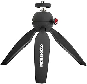 Manfrotto MTPIXI-B, PIXI Mini Tripod with Handgrip for Compact System Cameras, DSLR, Mirrorless, Video, Compact Size, Technopolymer and Aluminium, Black