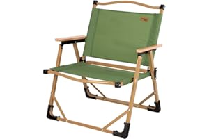 AKTIVE Chaise de Camping Pliante, Glamping, Couleur Verte, Anti-Bascule, 47X45X62 cm, Supporte 110 kg, Tissu Polyester, Structure en Acier, Accoudoirs en Bois, Chaises Pliantes (63067)