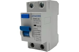 RASMACOR | Interrupteur DIFFÉRENTIEL 2P Classe AC 25A 30mA | Interrupteur différentiel 2P 25A 30MA | 230V CA 50HZ | 70 mm X 40 mm X 83 mm | 30MA | Type AC