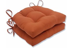 Pillow Perfect Solid Cinnabar Reversible Chair Pads (Set of 2) 16" x 15.5" Brown