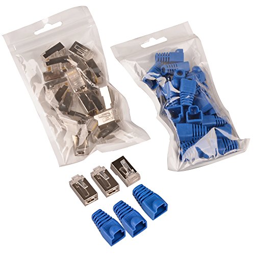 myarmor Professionelle 11 in 1 Netzwerk-Installation Wartung Reparatur Werkzeuge Set (Kabel Tester,-Crimper, 9 V Batterie, RJ-45 Kristall Stecker und Abdeckungen, Abisolierzange, Internet 2-Wege-Buchsen, Kabelbinder) mit Organizer Tasche - 4